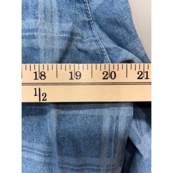 Denim Button-Up Long-Sleeve Mens Shirt By Ragged Jeans In‎ Blue Plaid - Size L - Picture 4 of 8